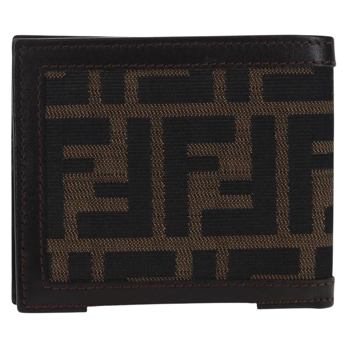 FENDI Zucca Canvas Bifold Wallet Black Brown Auth am12162V