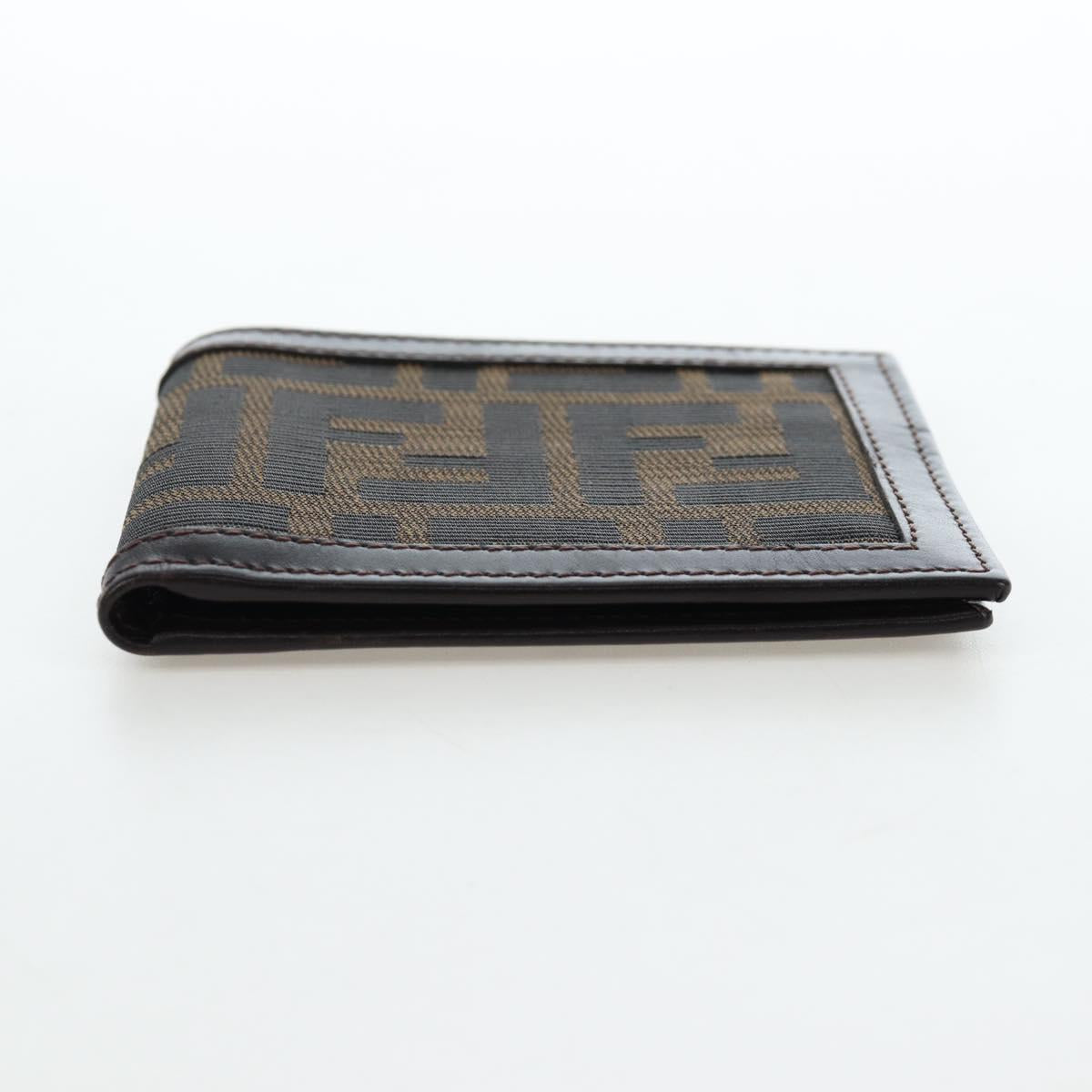 FENDI Zucca Canvas Bifold Wallet Black Brown Auth am12162V