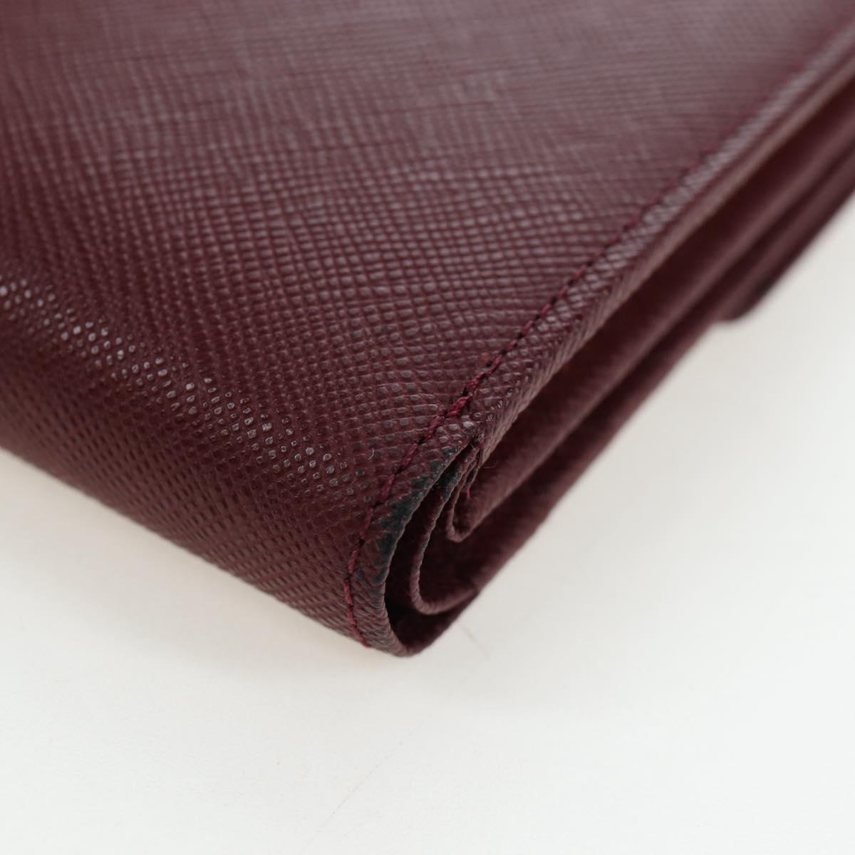 BURBERRY Kiss Lock Bifold Wallet PVC Canvas Bordeaux Gold Auth am12163V