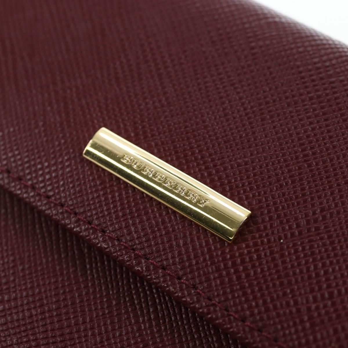 BURBERRY Kiss Lock Bifold Wallet PVC Canvas Bordeaux Gold Auth am12163V