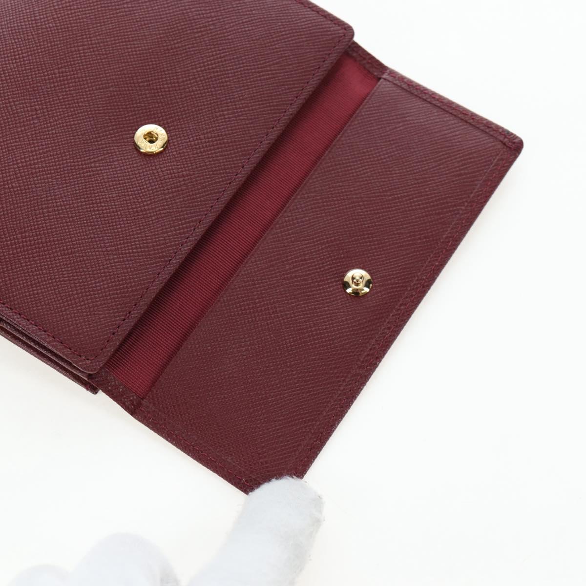 BURBERRY Kiss Lock Bifold Wallet PVC Canvas Bordeaux Gold Auth am12163V