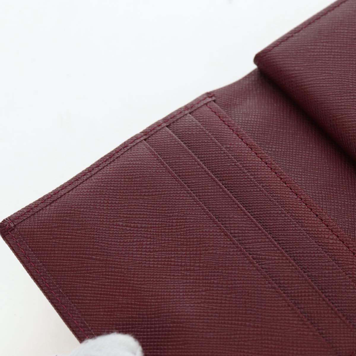 BURBERRY Kiss Lock Bifold Wallet PVC Canvas Bordeaux Gold Auth am12163V