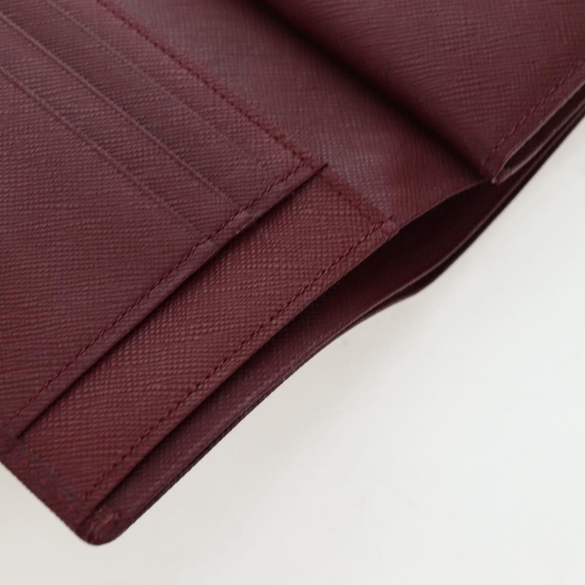 BURBERRY Kiss Lock Bifold Wallet PVC Canvas Bordeaux Gold Auth am12163V