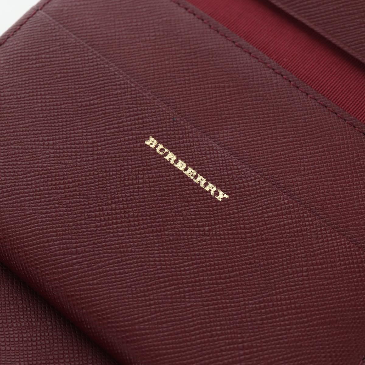 BURBERRY Kiss Lock Bifold Wallet PVC Canvas Bordeaux Gold Auth am12163V