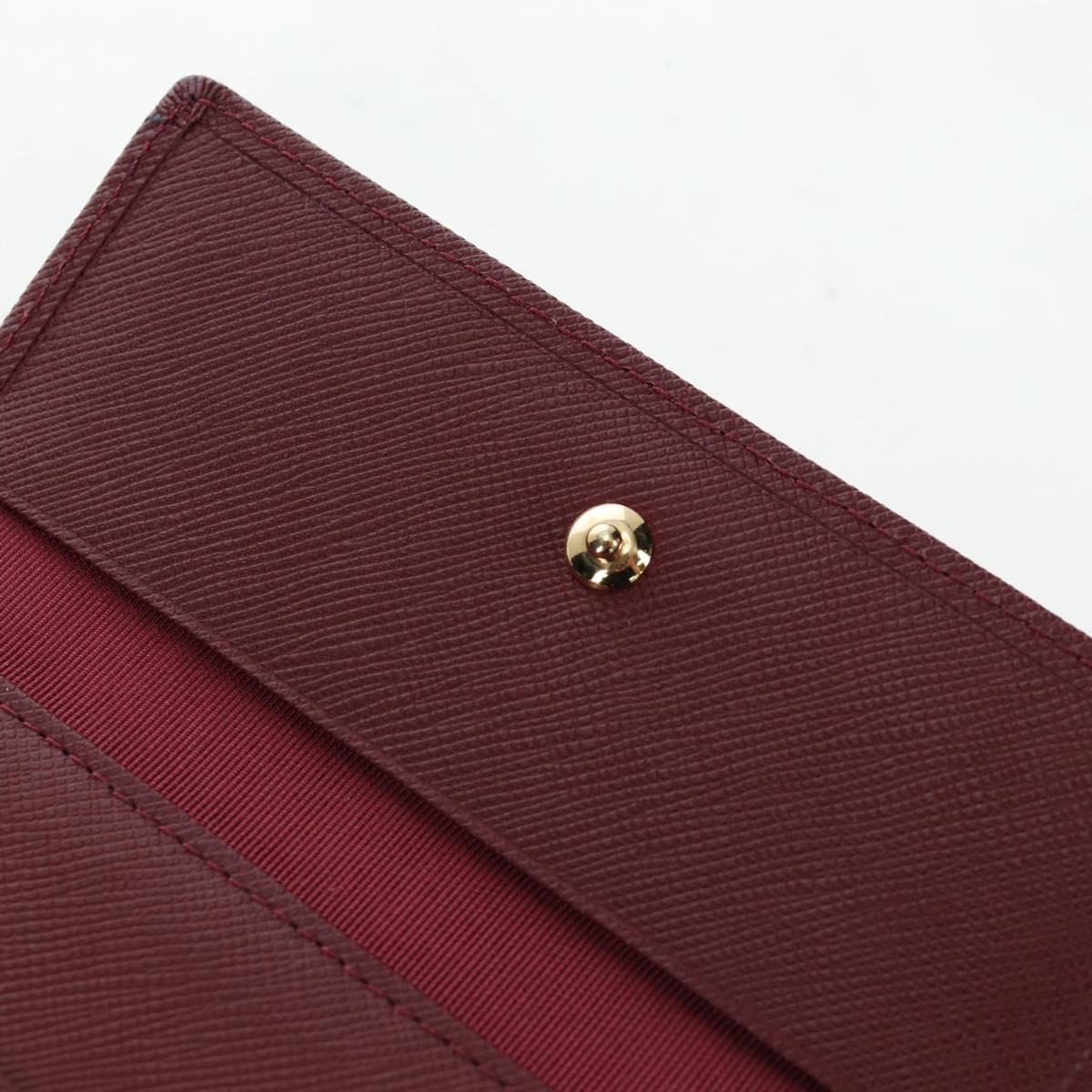 BURBERRY Kiss Lock Bifold Wallet PVC Canvas Bordeaux Gold Auth am12163V