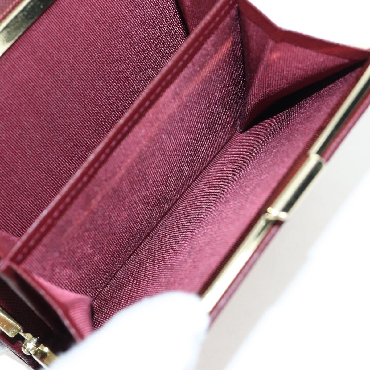 BURBERRY Kiss Lock Bifold Wallet PVC Canvas Bordeaux Gold Auth am12163V
