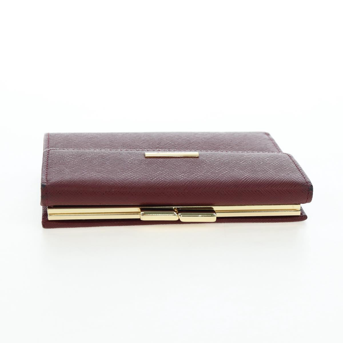 BURBERRY Kiss Lock Bifold Wallet PVC Canvas Bordeaux Gold Auth am12163V
