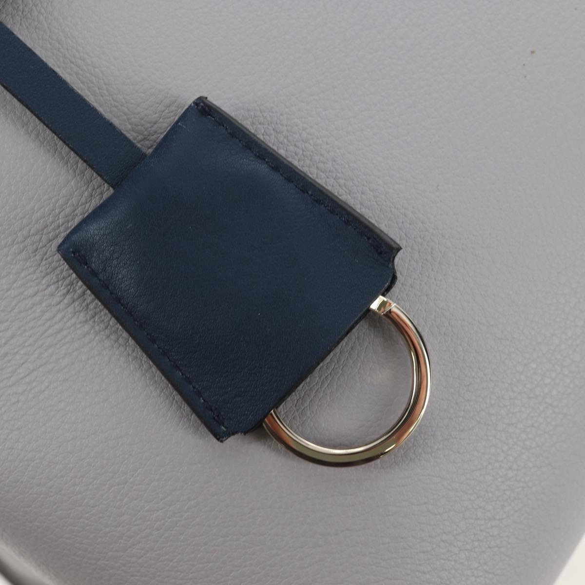 Salvatore Ferragamo Gancini Hand Bag Leather Gray Gold Auth am12164V