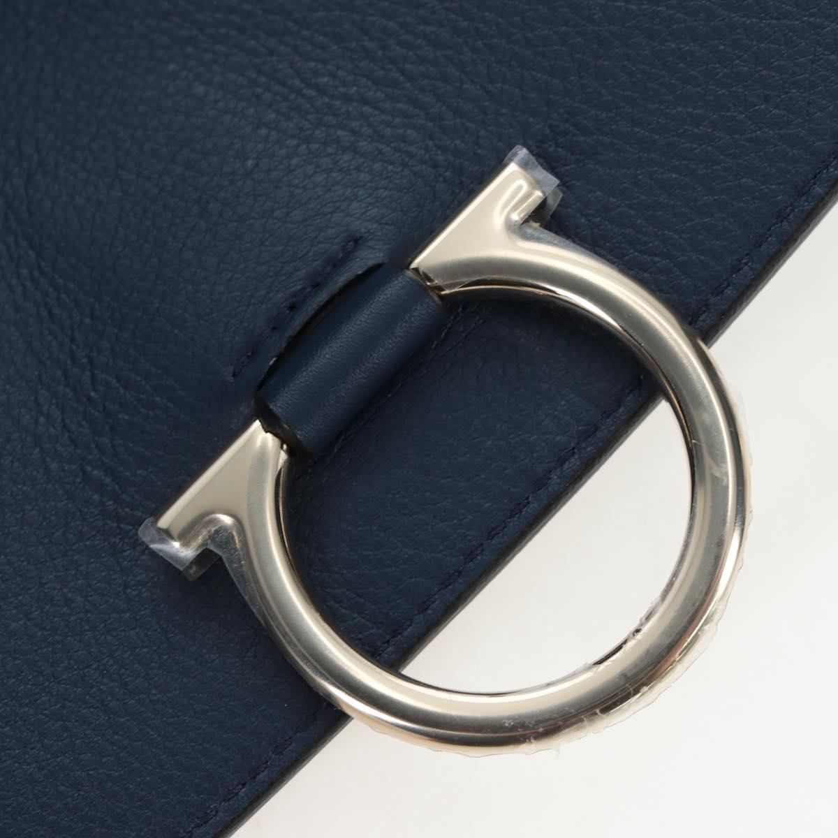 Salvatore Ferragamo Gancini Hand Bag Leather Gray Gold Auth am12164V
