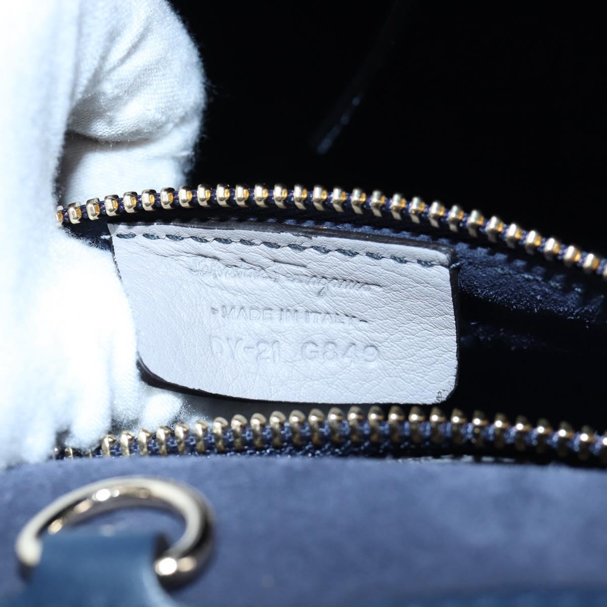 Salvatore Ferragamo Gancini Hand Bag Leather Gray Gold Auth am12164V