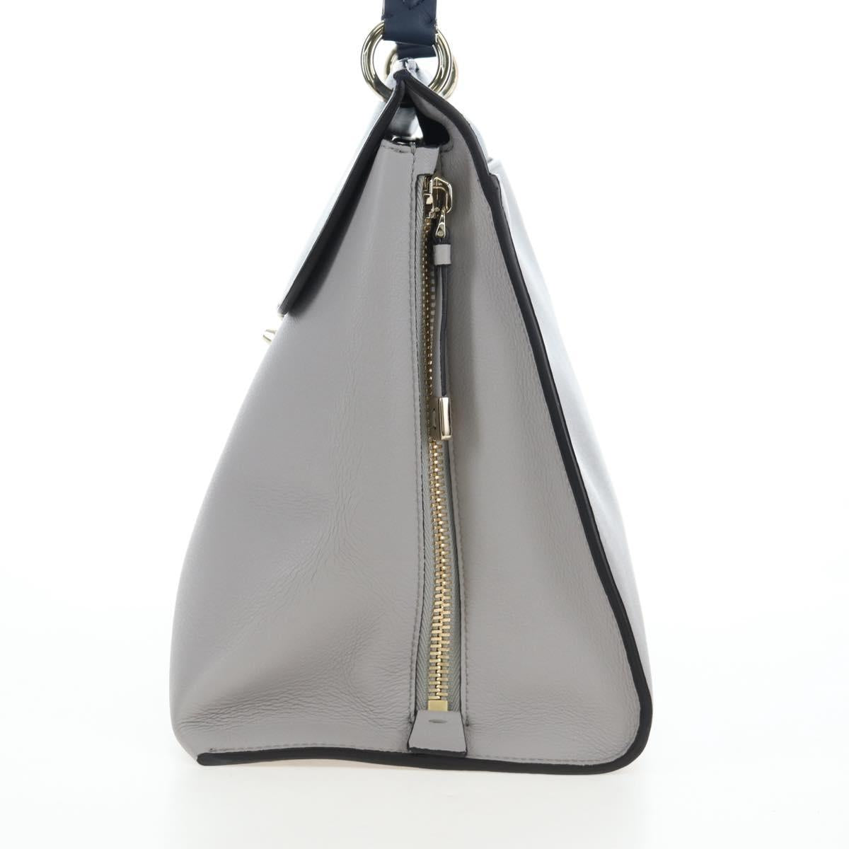 Salvatore Ferragamo Gancini Hand Bag Leather Gray Gold Auth am12164V