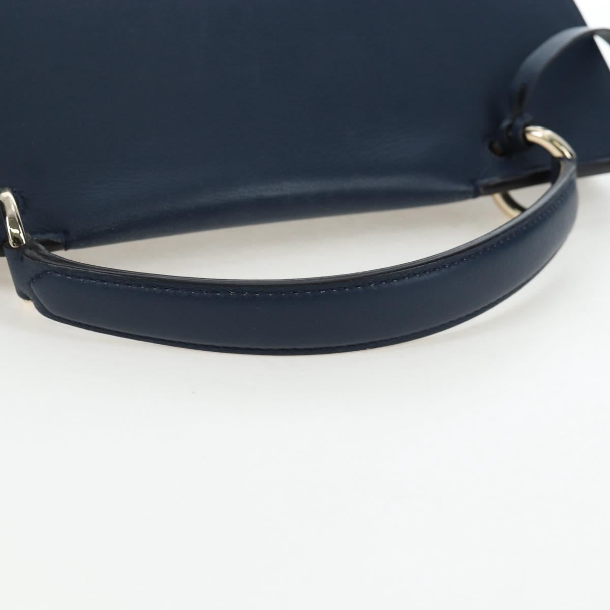 Salvatore Ferragamo Gancini Hand Bag Leather Gray Gold Auth am12164V