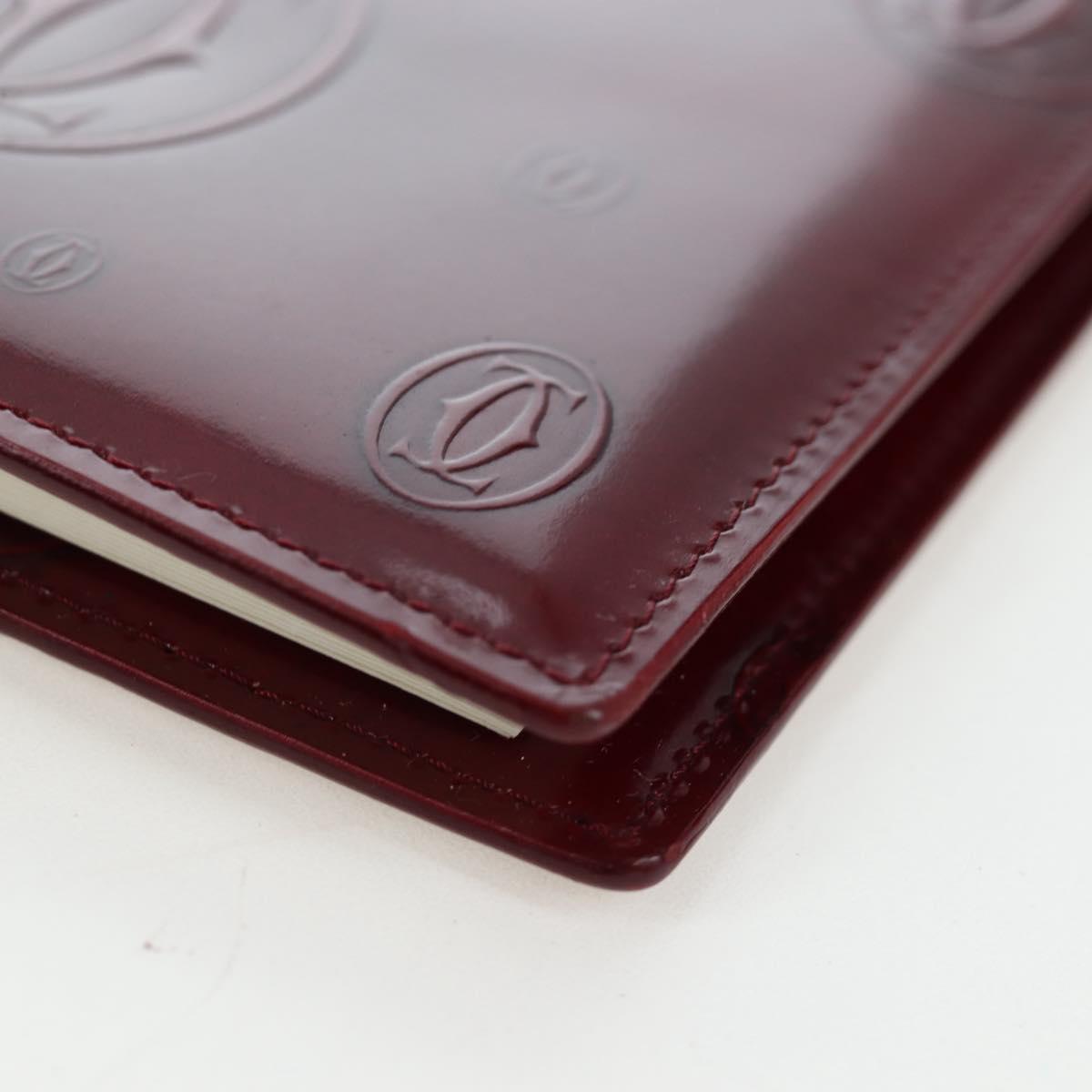 CARTIER Happy Birthday Note Cover Patent leather Bordeaux Gold Auth am12165V