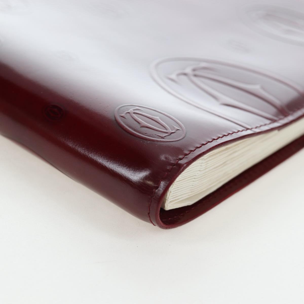CARTIER Happy Birthday Note Cover Patent leather Bordeaux Gold Auth am12165V