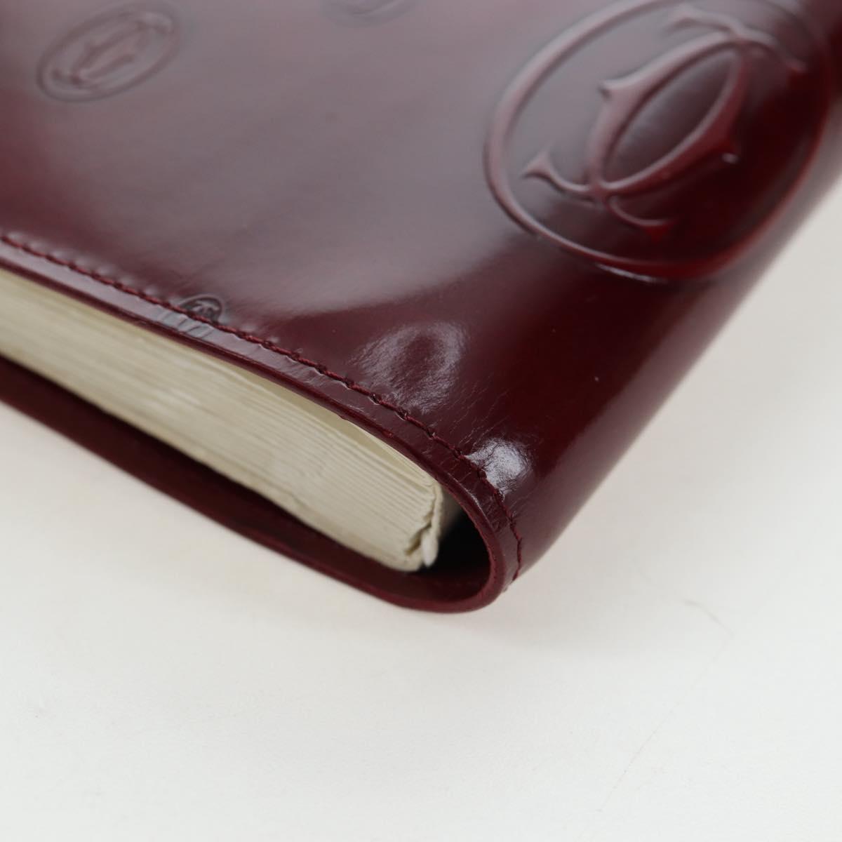 CARTIER Happy Birthday Note Cover Patent leather Bordeaux Gold Auth am12165V