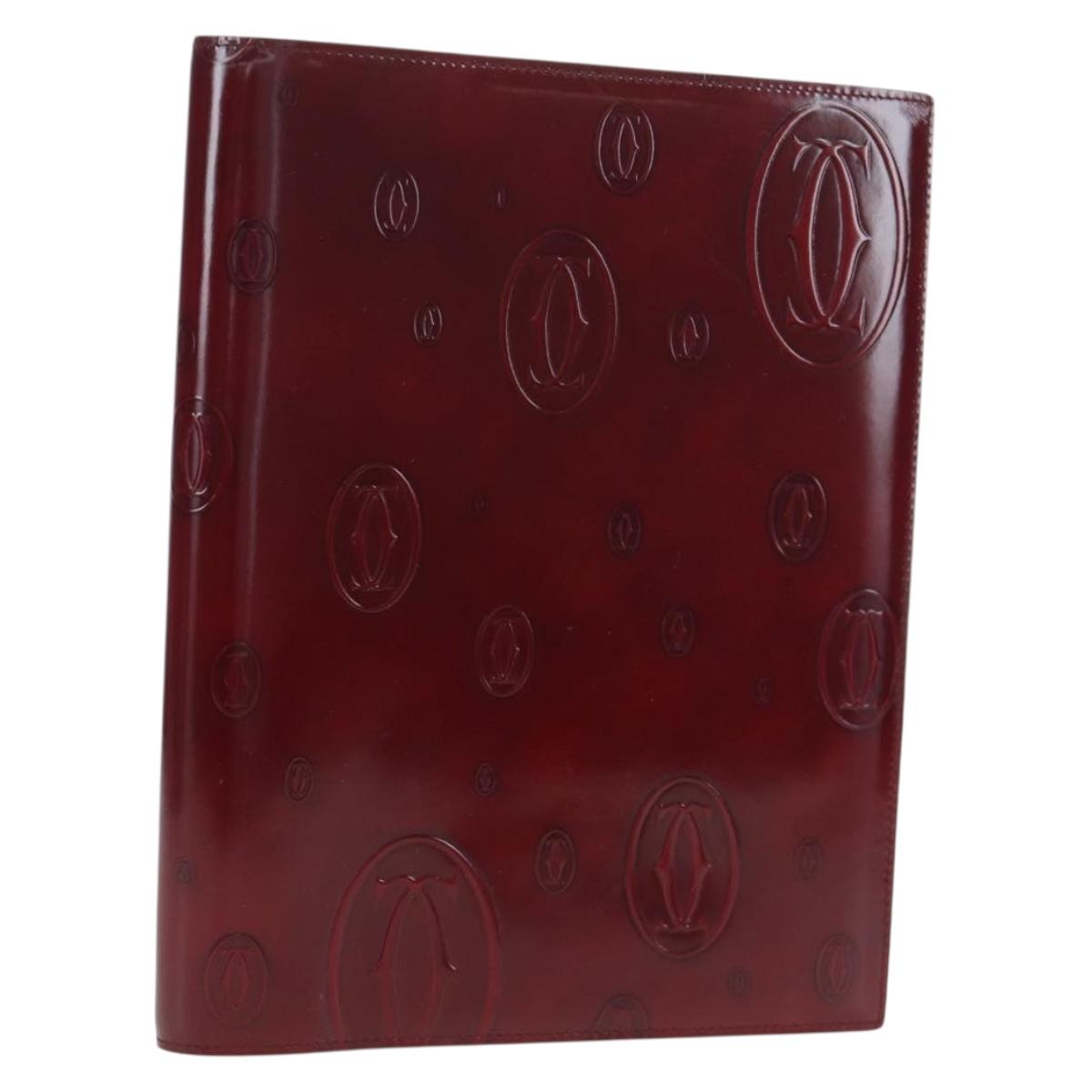CARTIER Happy Birthday Note Cover Patent leather Bordeaux Gold Auth am12165V