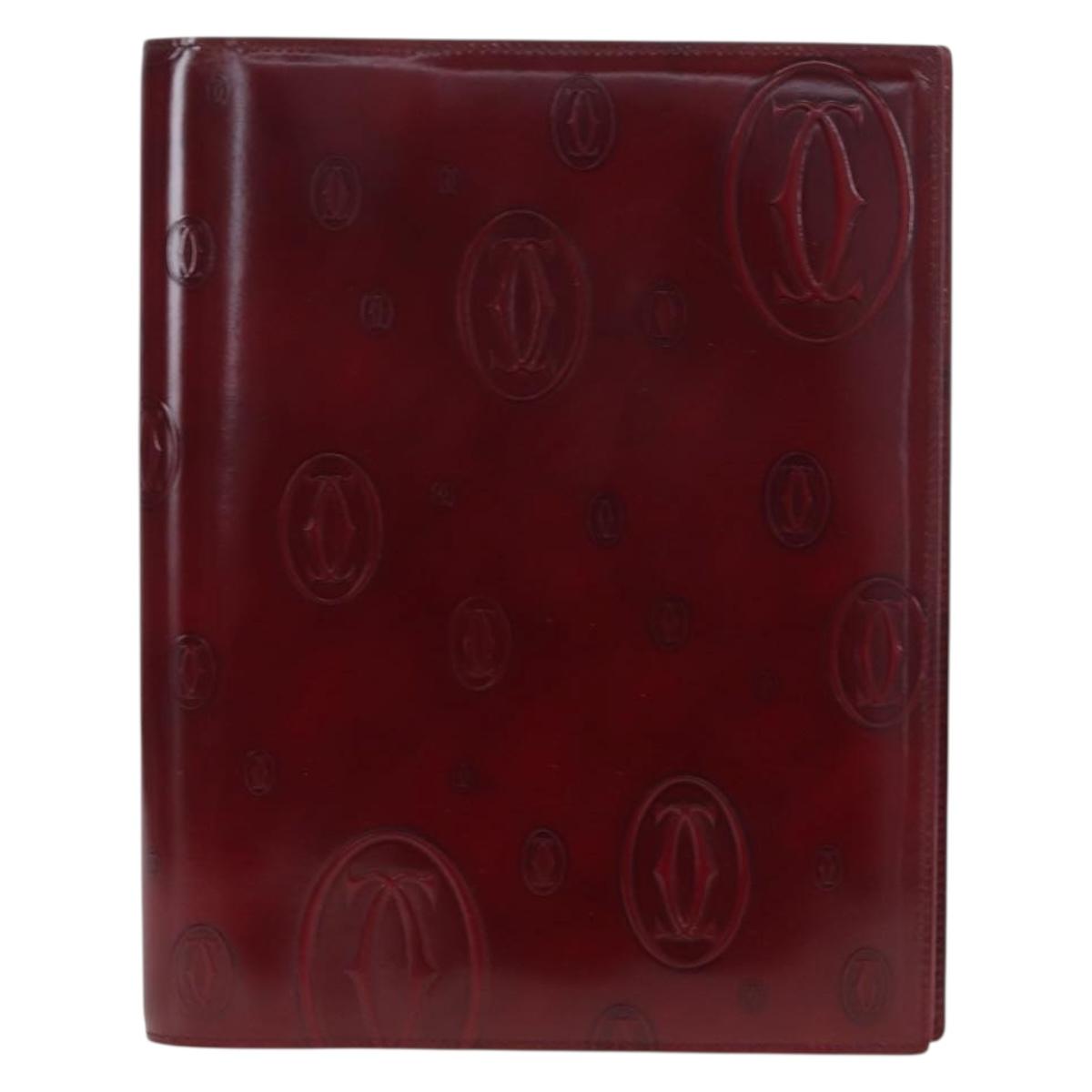 CARTIER Happy Birthday Note Cover Patent leather Bordeaux Gold Auth am12165V