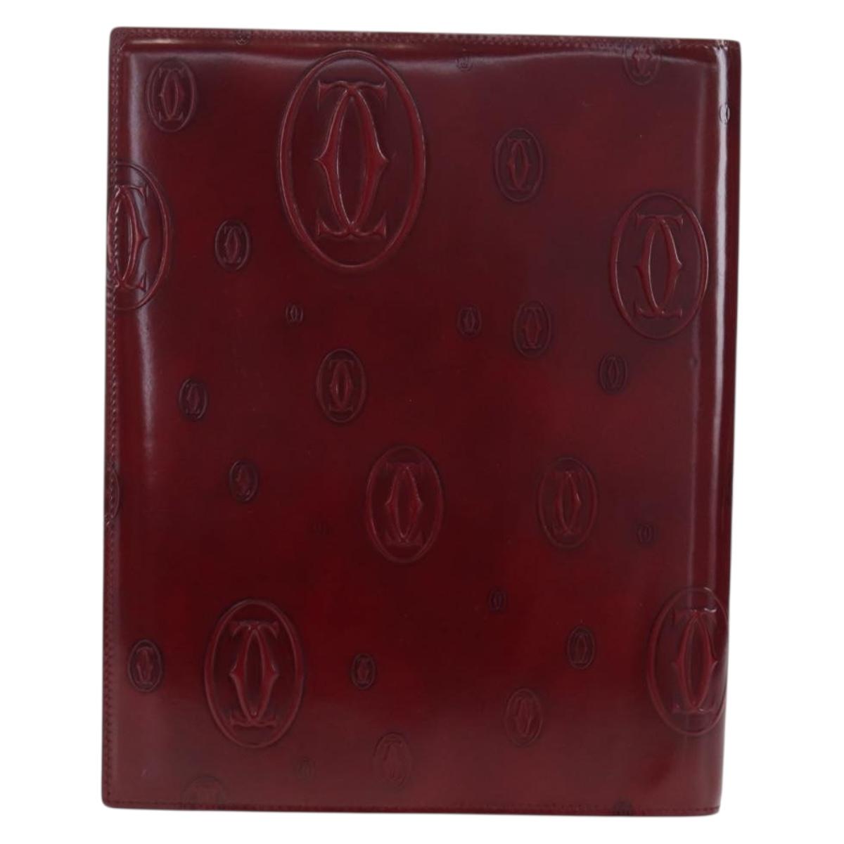 CARTIER Happy Birthday Note Cover Patent leather Bordeaux Gold Auth am12165V