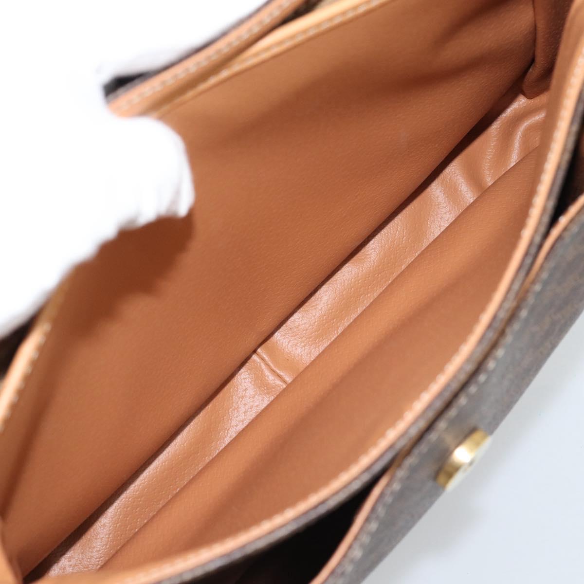 CELINE Macadam Canvas Hand Bag PVC Leather Brown Gold Auth am12166V