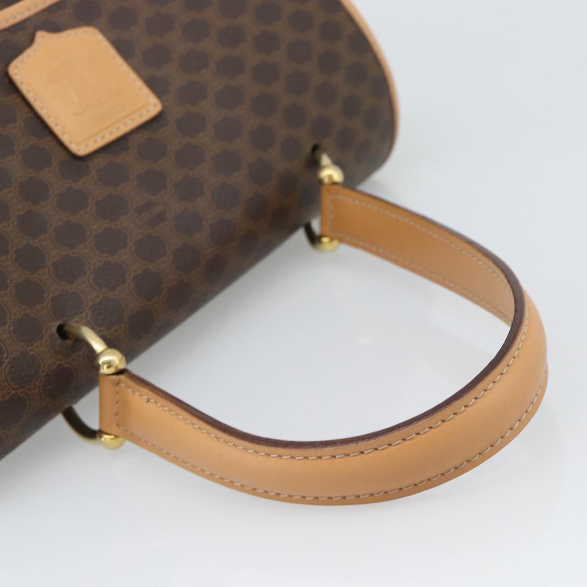 CELINE Macadam Canvas Hand Bag PVC Leather Brown Gold Auth am12166V