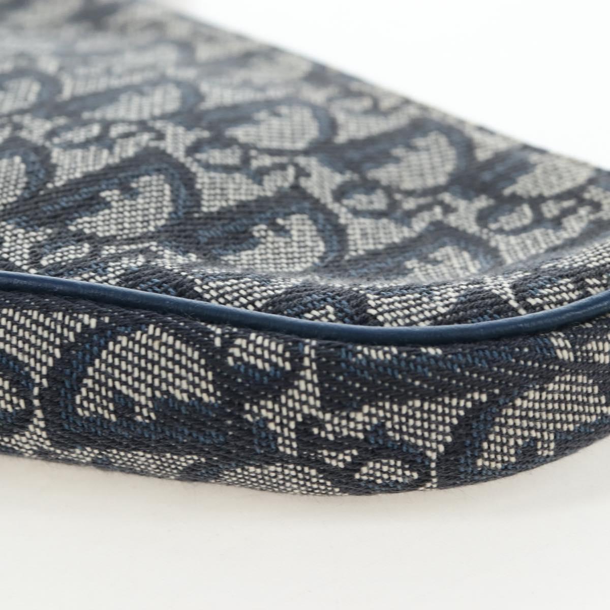 Christian Dior Trotter Canvas Saddle Pouch Navy Gold Auth am12177V