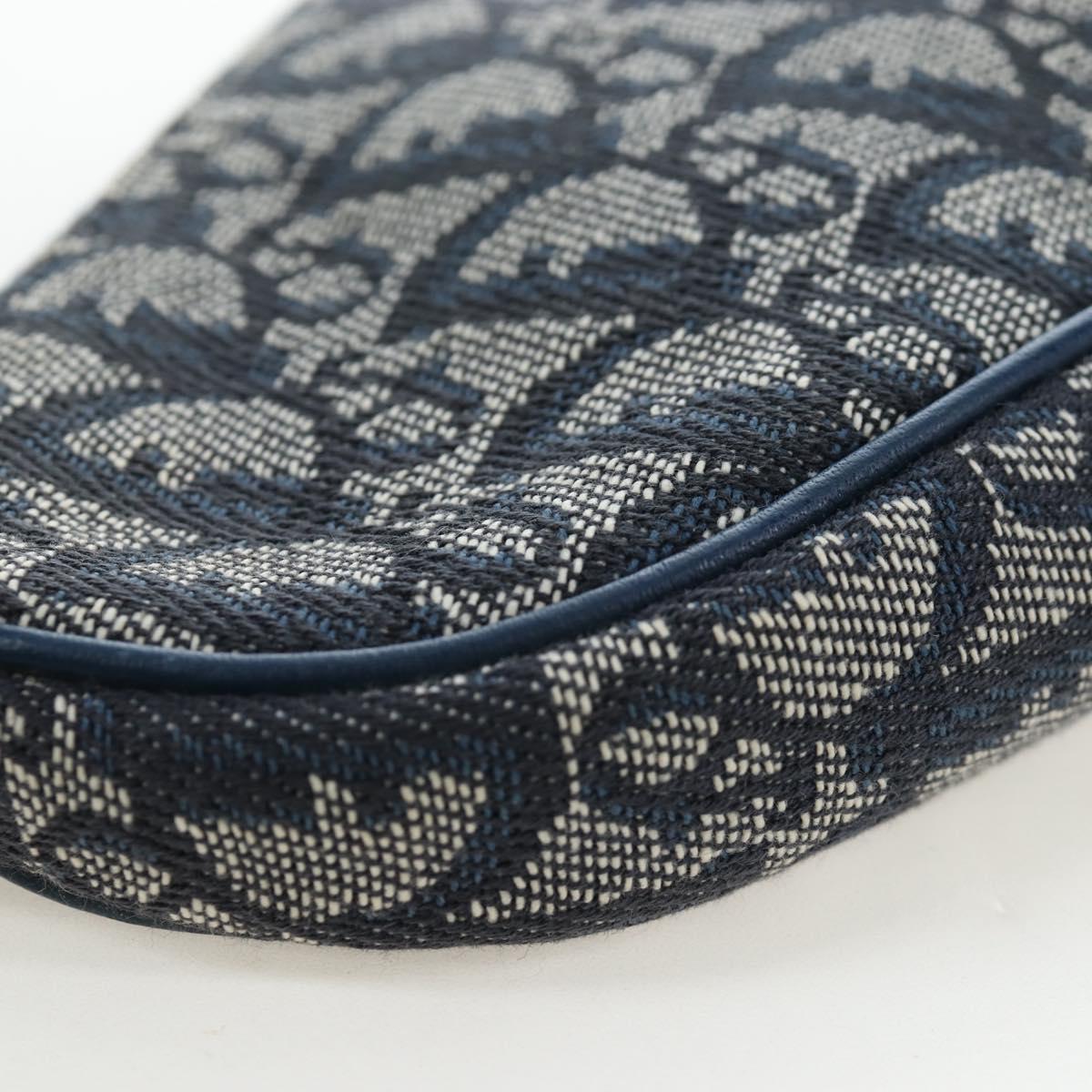 Christian Dior Trotter Canvas Saddle Pouch Navy Gold Auth am12177V