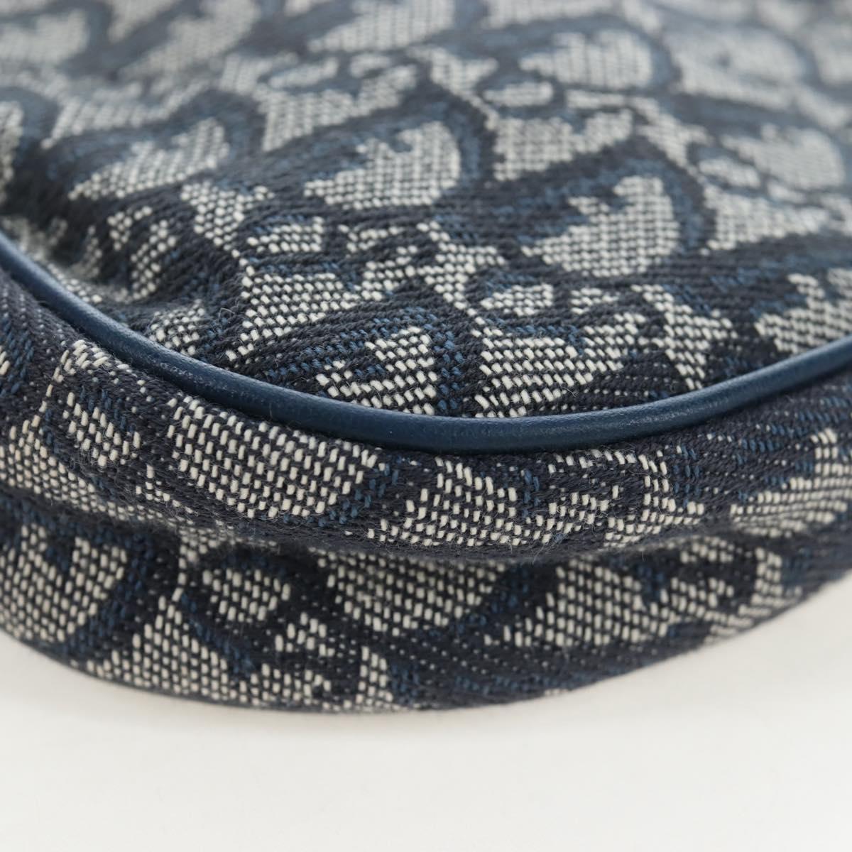Christian Dior Trotter Canvas Saddle Pouch Navy Gold Auth am12177V