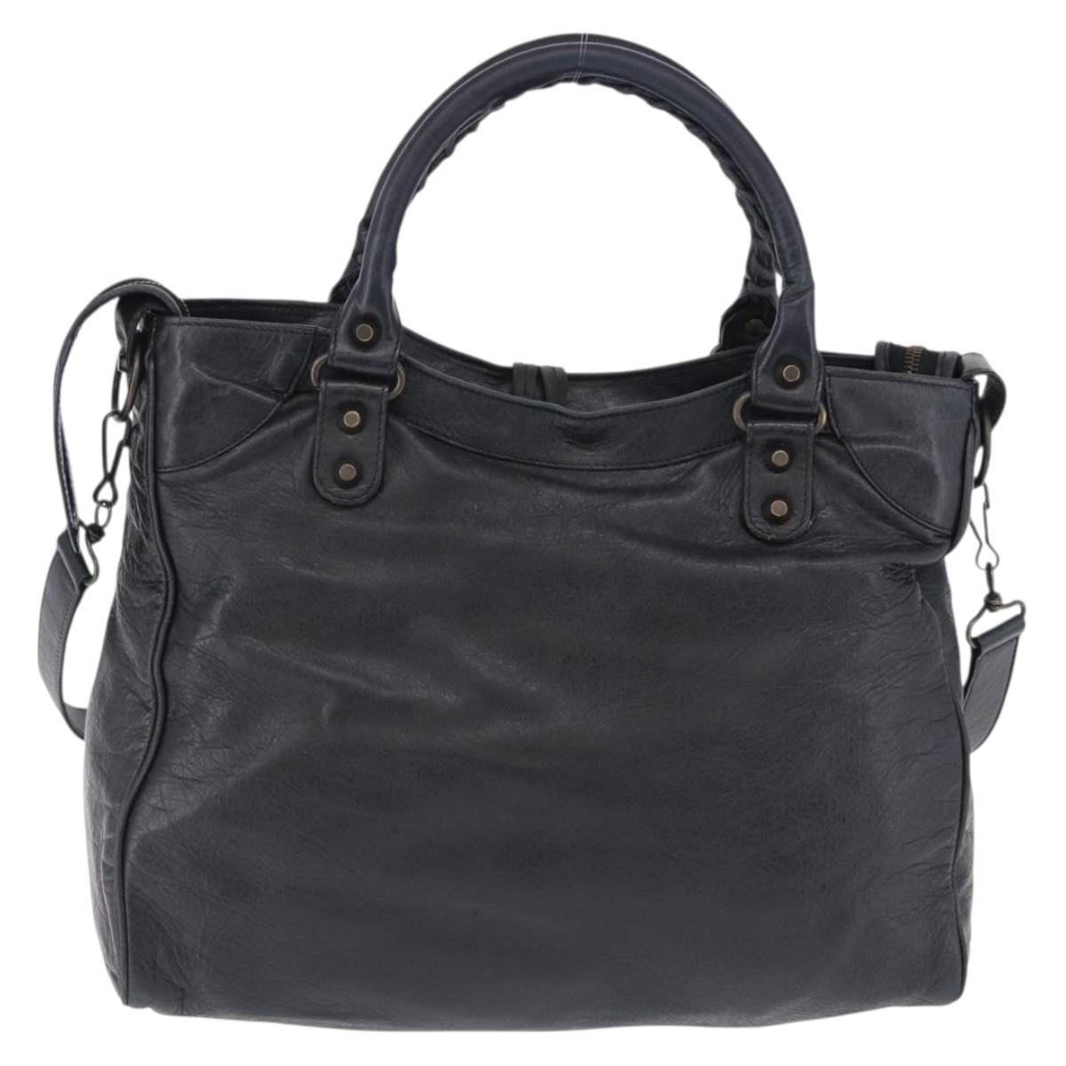 BALENCIAGA The Vero Hand Bag Leather 2way Navy 235216 Auth am12179V