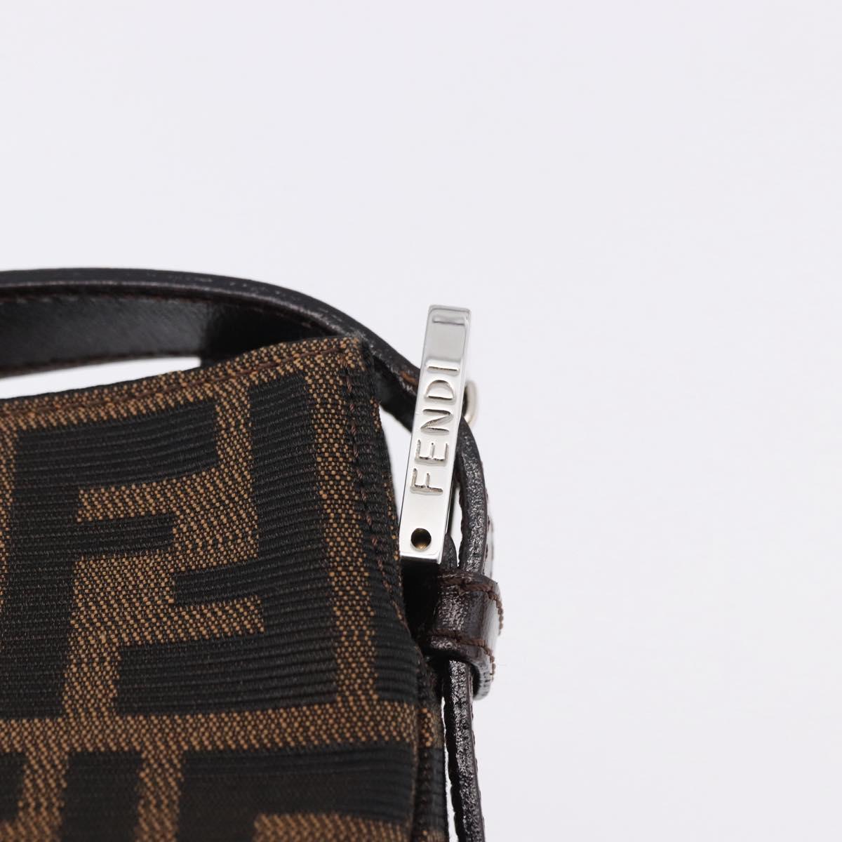 FENDI Zucca Canvas Mamma Baguette Shoulder Bag Black Brown Auth am12180V