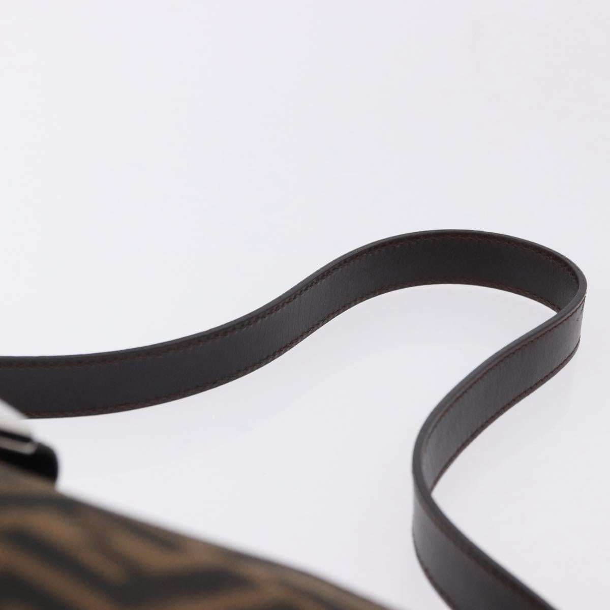 FENDI Zucca Canvas Mamma Baguette Shoulder Bag Black Brown Auth am12180V