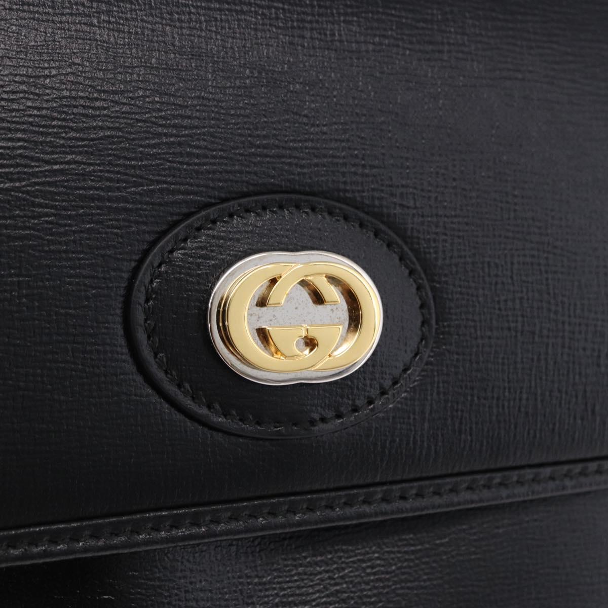 GUCCI Marina Chain Shoulder Bag Leather Black Gold 576421 Auth am12181M