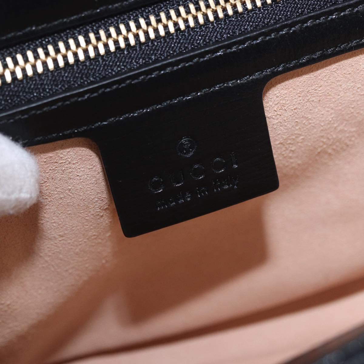 GUCCI Marina Chain Shoulder Bag Leather Black Gold 576421 Auth am12181M