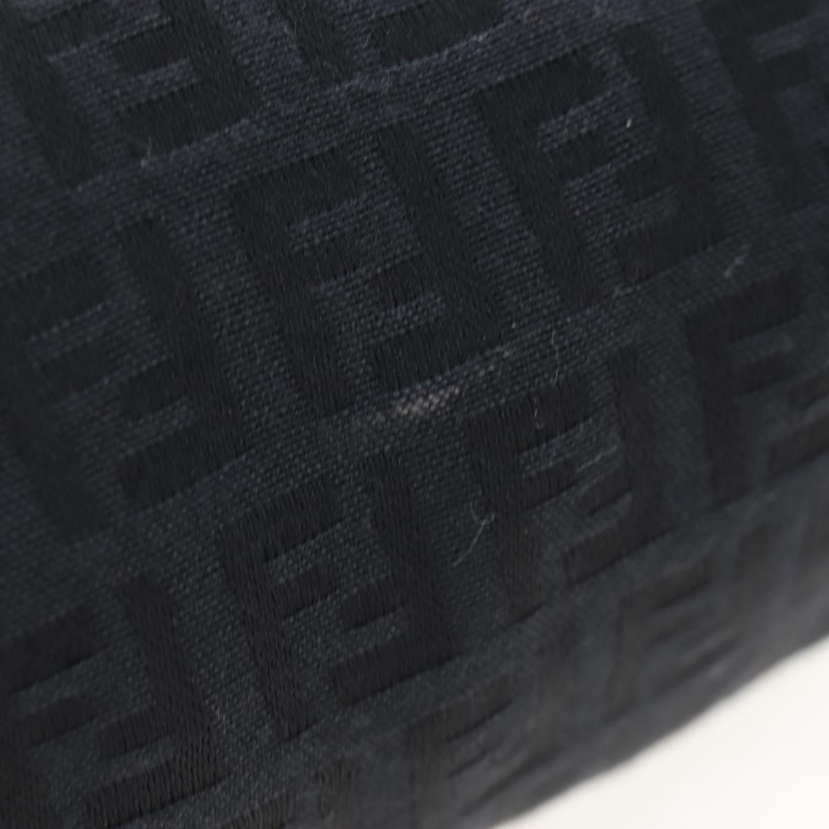 FENDI Zucchino Canvas Mini Hand Bag Black Silver Auth am12184V