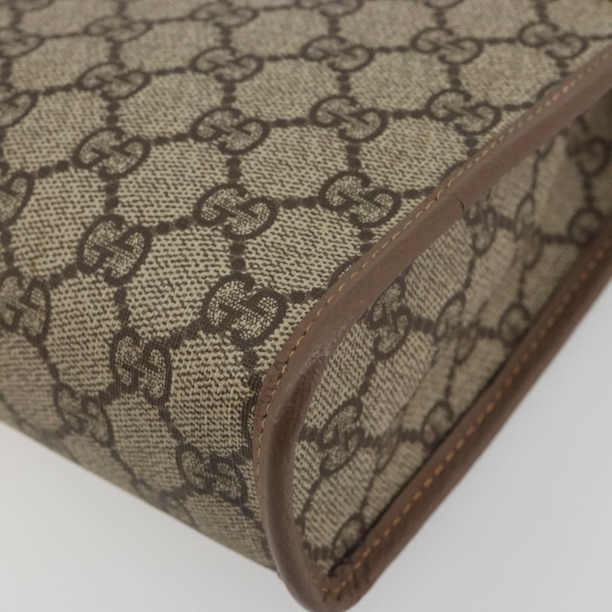 GUCCI GG Supreme Old Web Sherry Line Clutch Bag PVC Beige Gold Auth am12186V