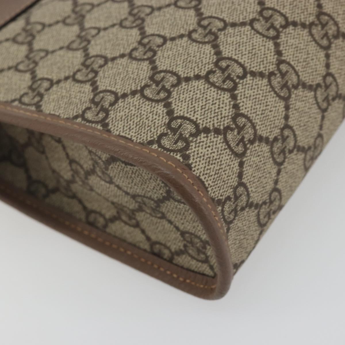 GUCCI GG Supreme Old Web Sherry Line Clutch Bag PVC Beige Gold Auth am12186V