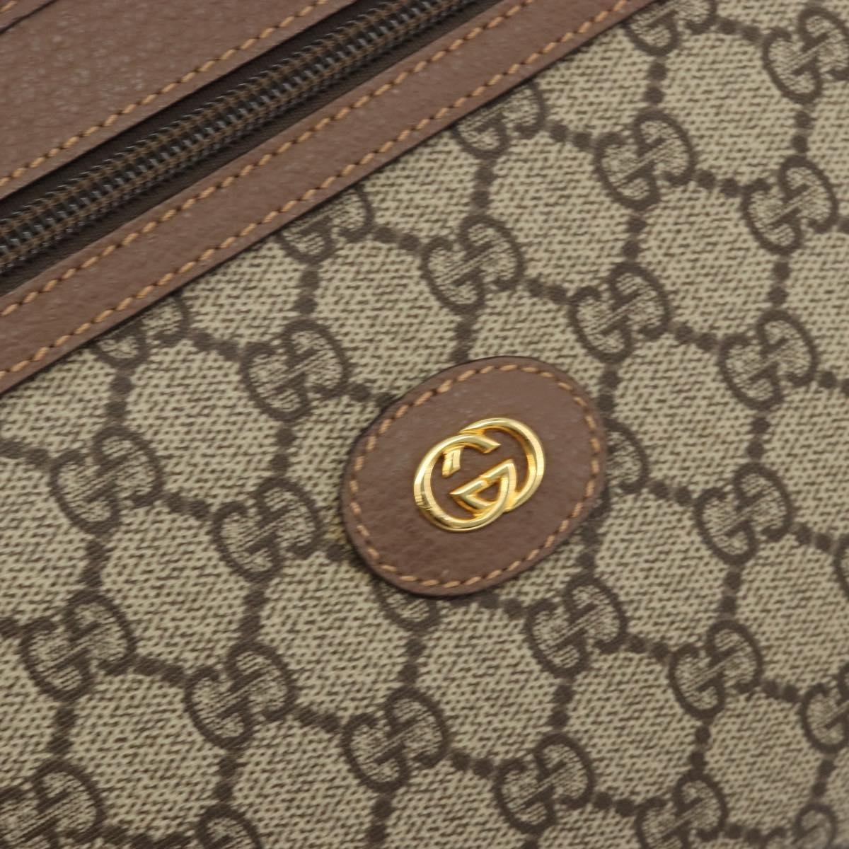 GUCCI GG Supreme Old Web Sherry Line Clutch Bag PVC Beige Gold Auth am12186V
