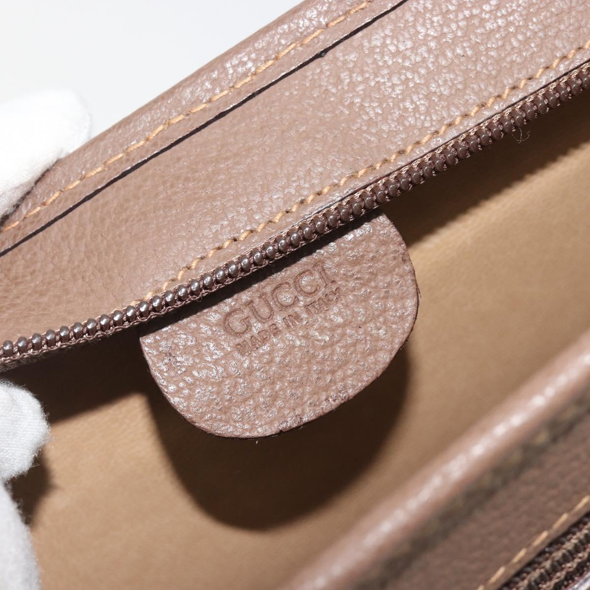 GUCCI GG Supreme Old Web Sherry Line Clutch Bag PVC Beige Gold Auth am12186V