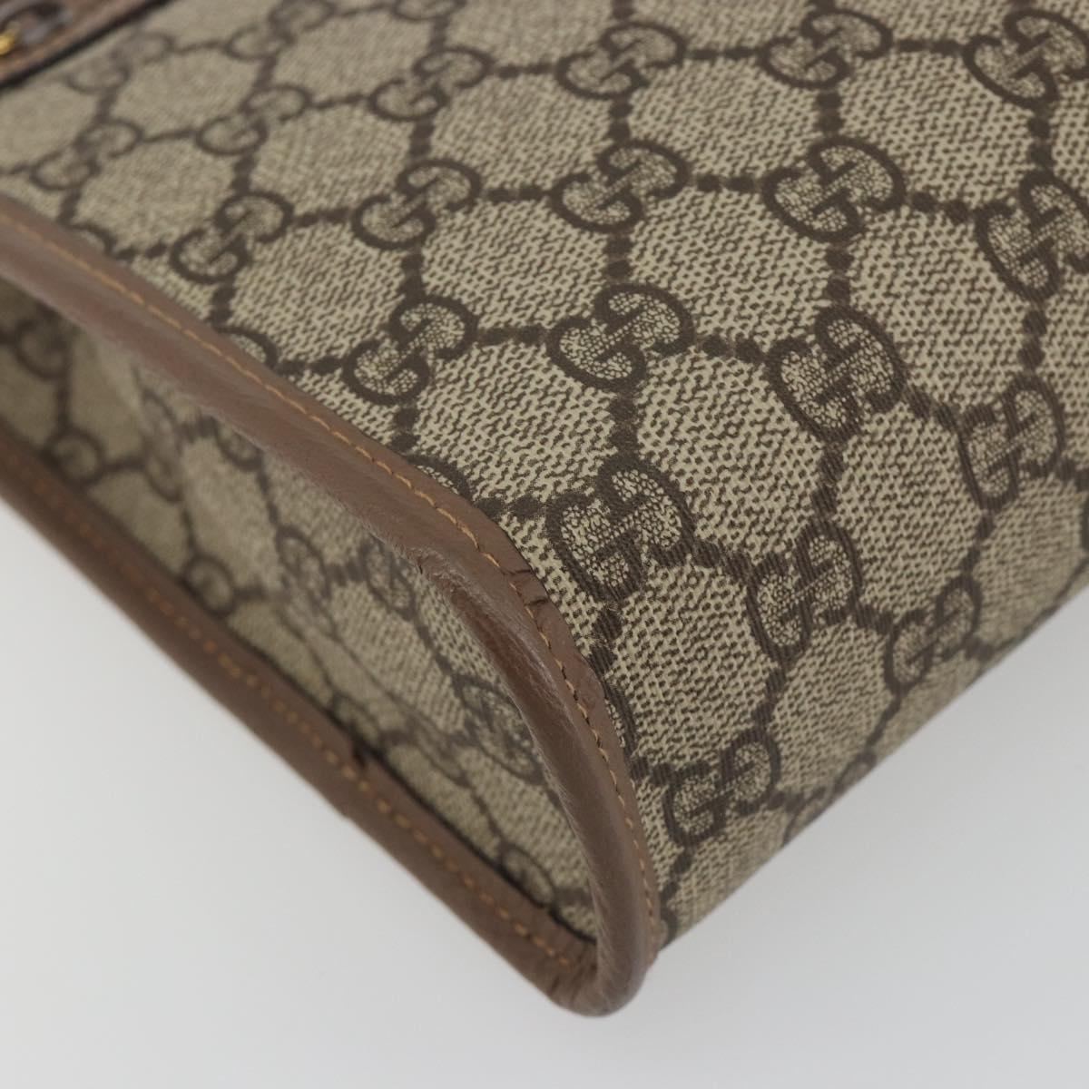 GUCCI GG Supreme Old Web Sherry Line Clutch Bag PVC Beige Gold Auth am12186V