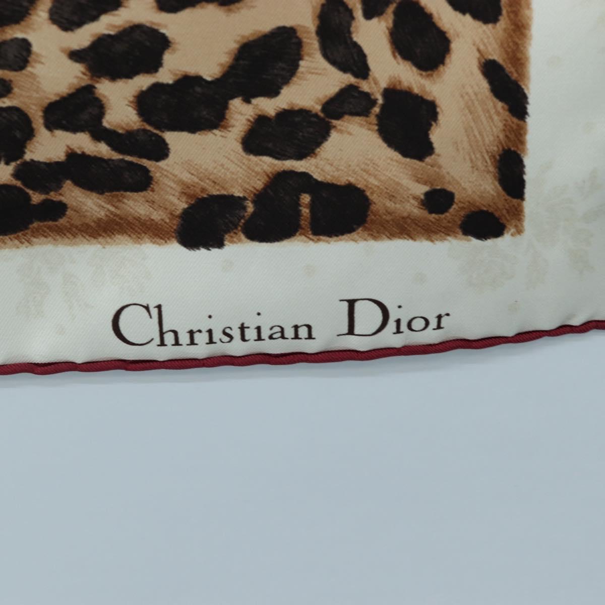 Christian Dior Leopard Scarf Silk Bordeaux Auth am12187M