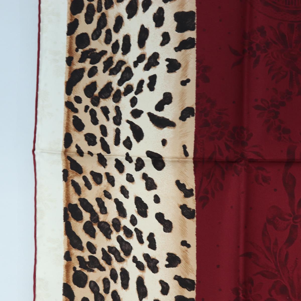 Christian Dior Leopard Scarf Silk Bordeaux Auth am12187M