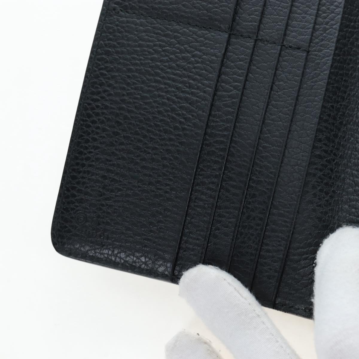 GUCCI Interlocking Round Long Wallet Leather Outlet Black 449397 Auth am12188V