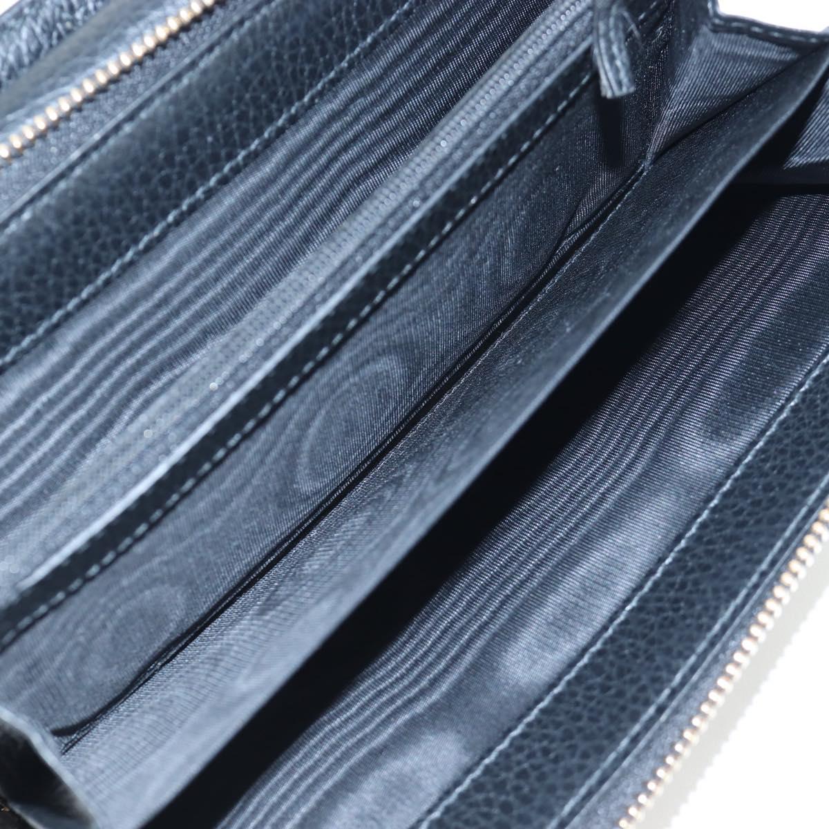 GUCCI Interlocking Round Long Wallet Leather Outlet Black 449397 Auth am12188V