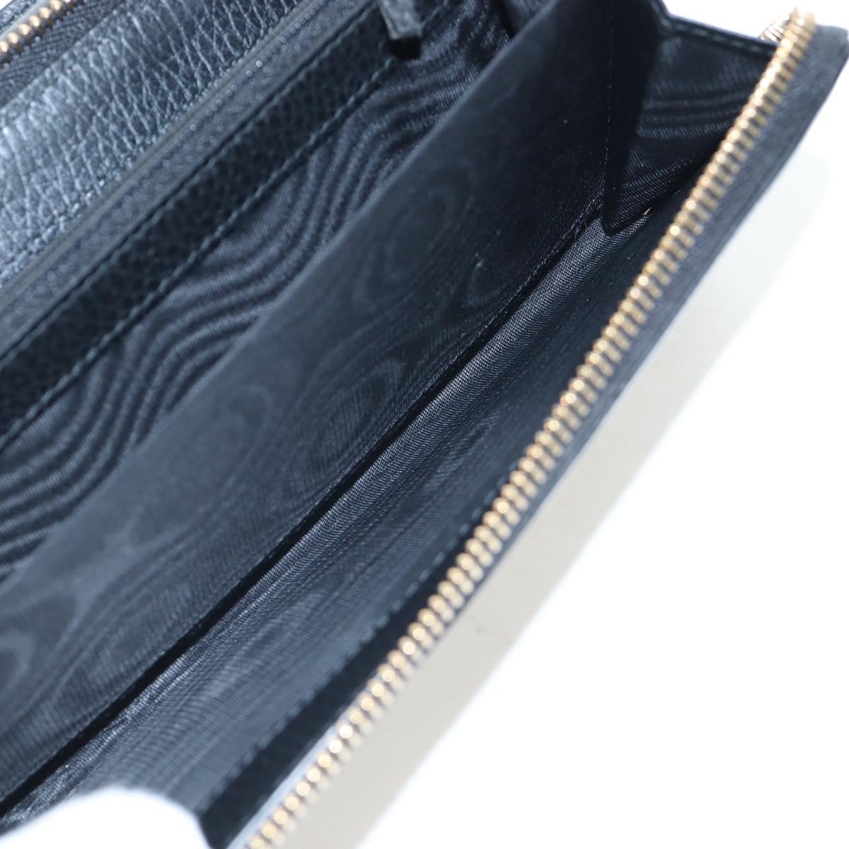GUCCI Interlocking Round Long Wallet Leather Outlet Black 449397 Auth am12188V