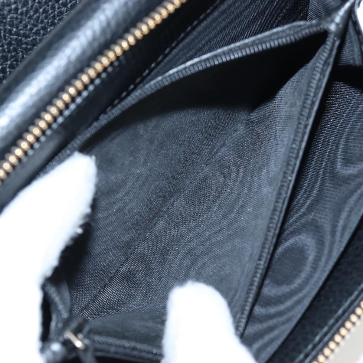 GUCCI Interlocking Round Long Wallet Leather Outlet Black 449397 Auth am12188V