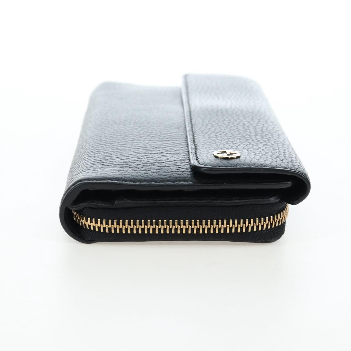 GUCCI Interlocking Round Long Wallet Leather Outlet Black 449397 Auth am12188V