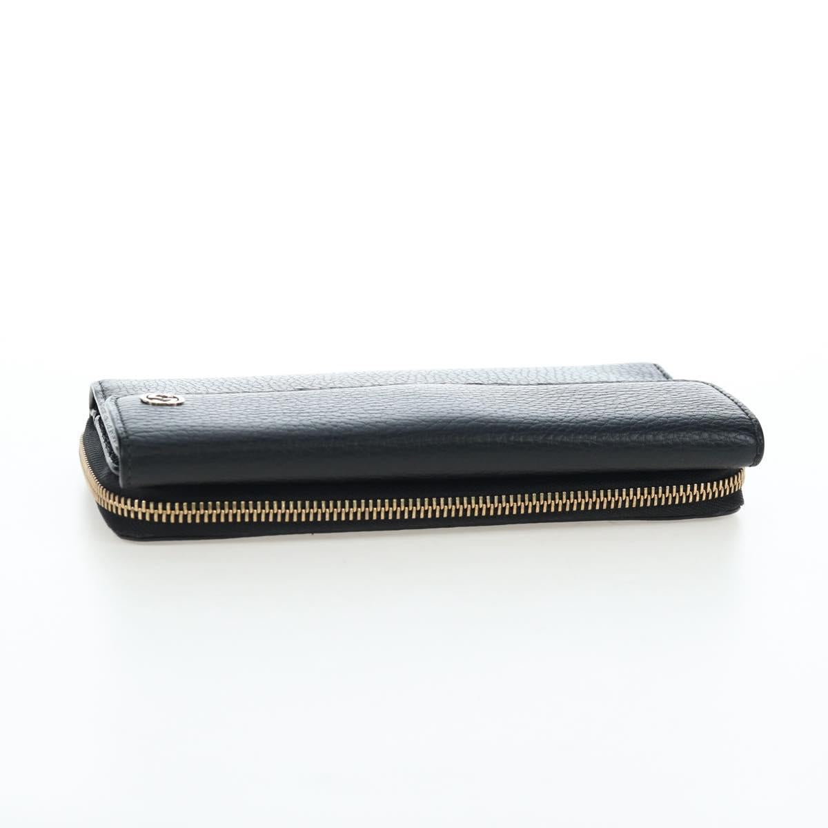 GUCCI Interlocking Round Long Wallet Leather Outlet Black 449397 Auth am12188V
