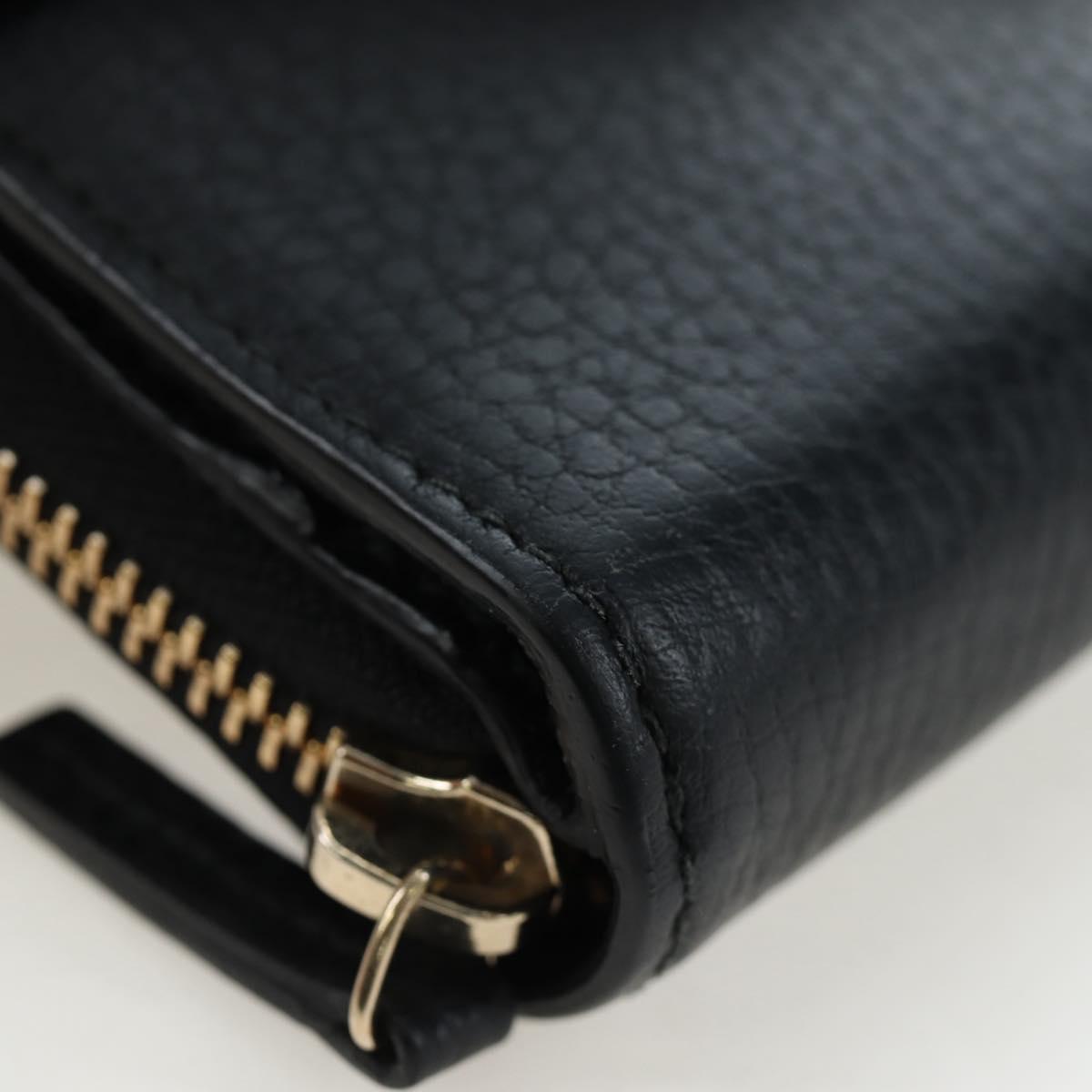 GUCCI Interlocking Round Long Wallet Leather Outlet Black 449397 Auth am12188V
