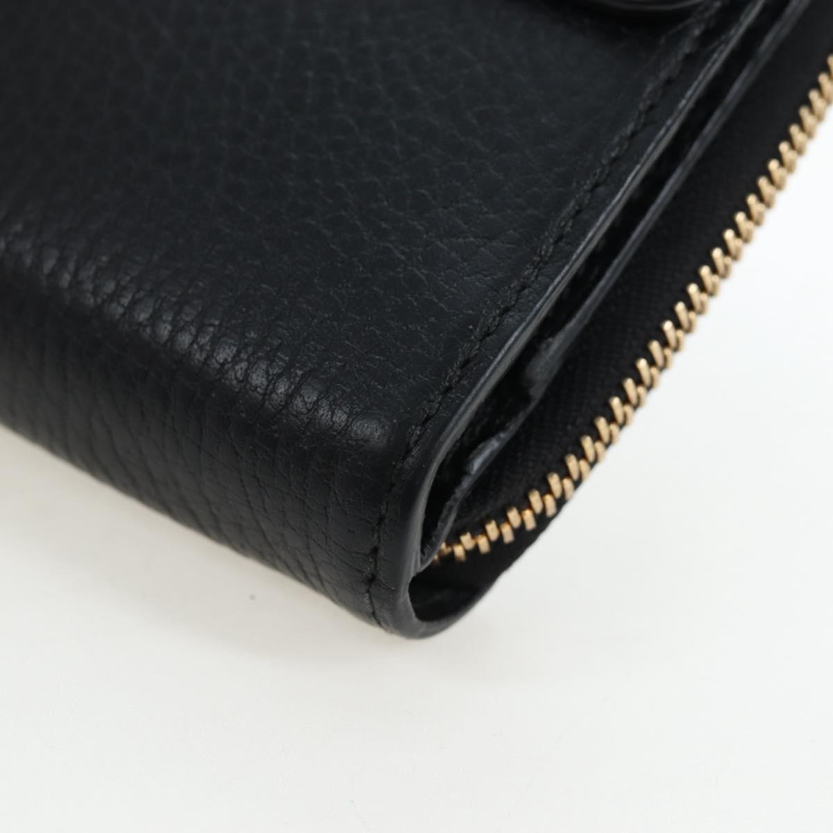 GUCCI Interlocking Round Long Wallet Leather Outlet Black 449397 Auth am12188V