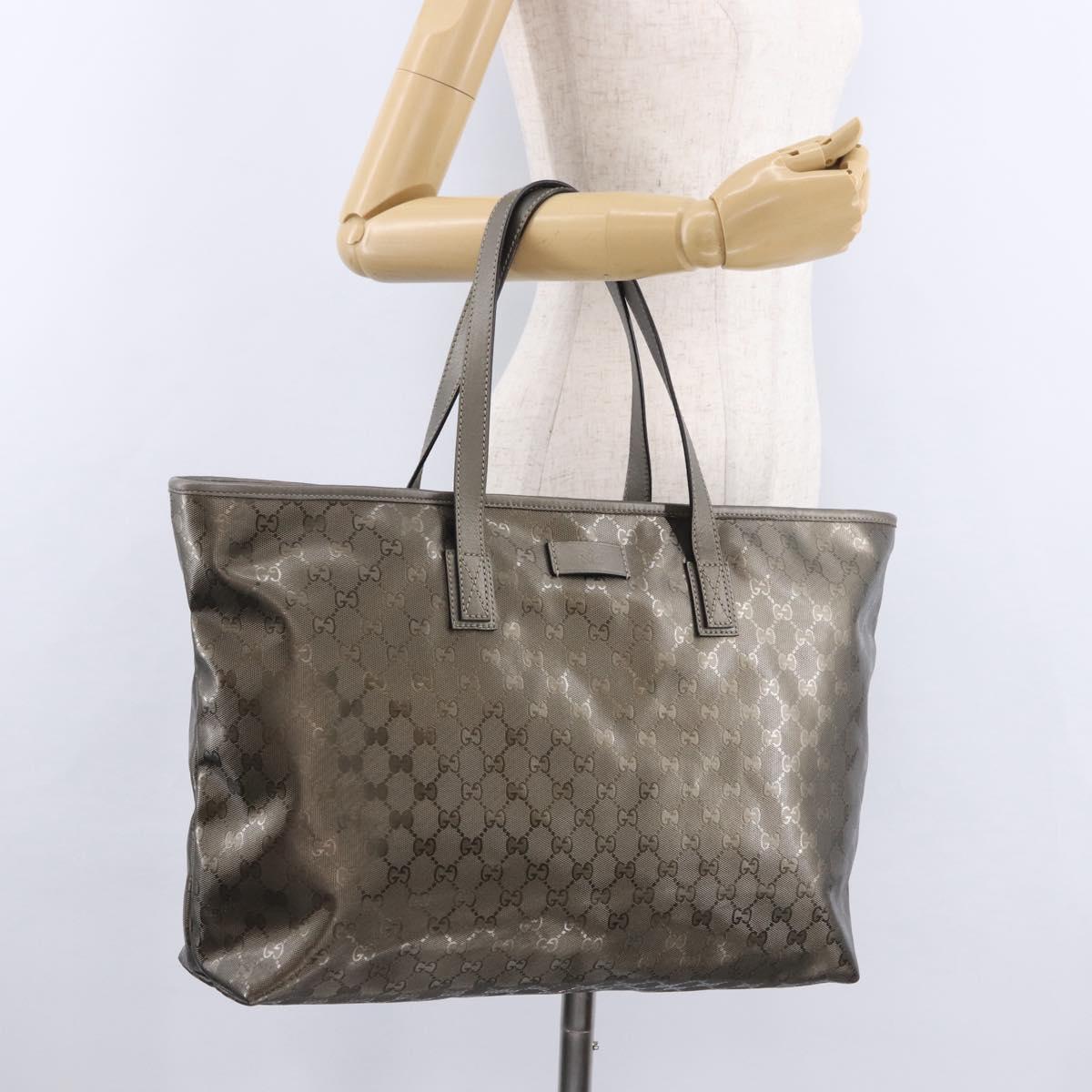 GUCCI GG implementation Tote Bag PVC Gray 211120 Auth am12189V