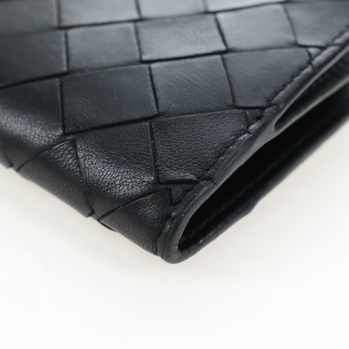 BOTTEGA VENETA INTRECCIATO Bifold Wallet Leather Black Gold Auth am12190V